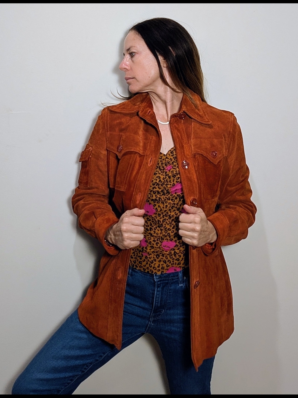 🧥 Vintage Casual Corner rust suede safari jacket made in Uruguay - Picture 5 of 15